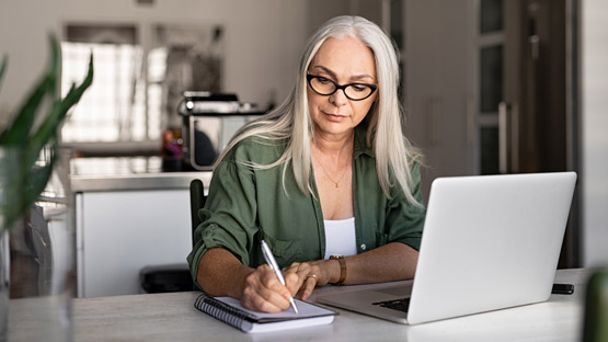 A woman at a laptop